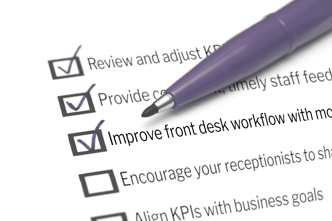 Checklist of best practices for using KPI for receptionist training