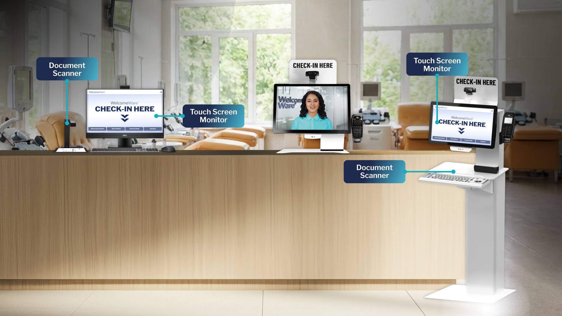 Intake Desk Dialysis Center Check-In Kiosk for Patient Intake & Front Desk Support ...
