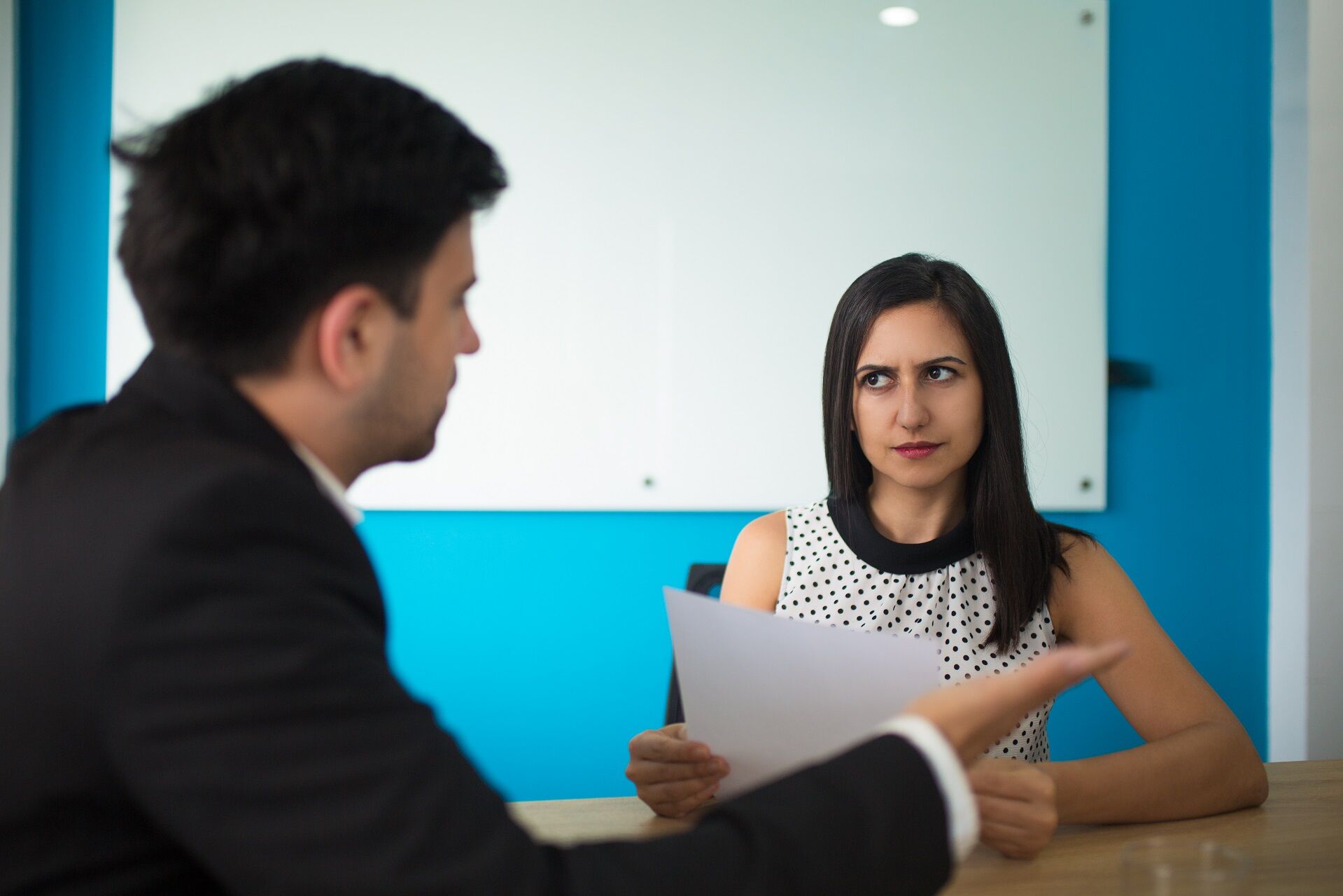 Businessman convincing stakeholder to hire virtual receptionist company