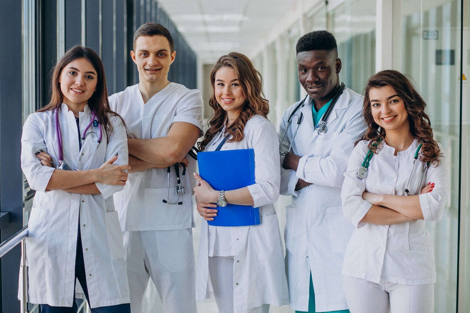 Medical team assisted by the healthcare front desk