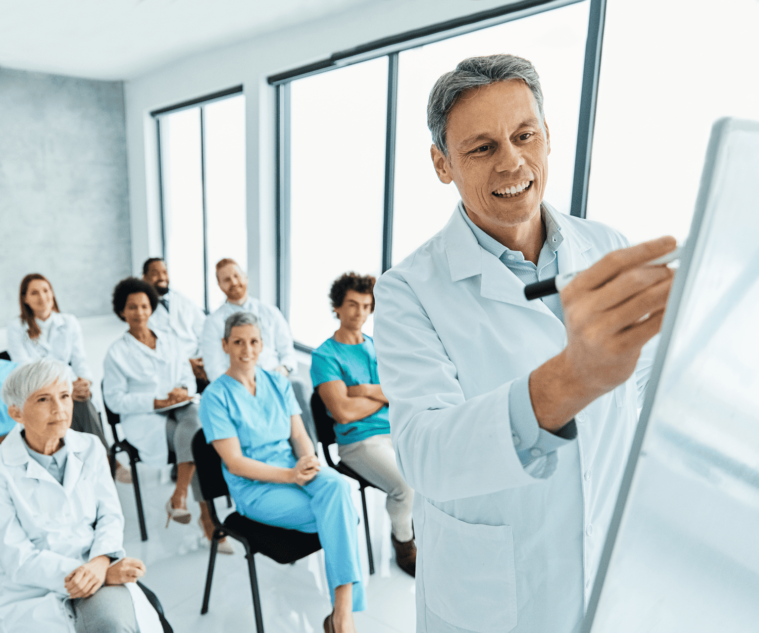Senior therapist conducting mental health staff training