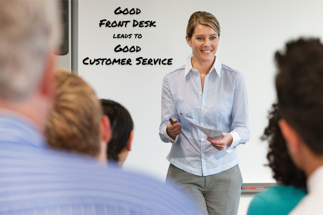 enthusiastic-business-leader-providing-effective-front-desk-training Enthusiastic business leader providing effective front desk training